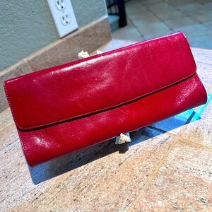 HOBO Red Leather Envelope Clutch